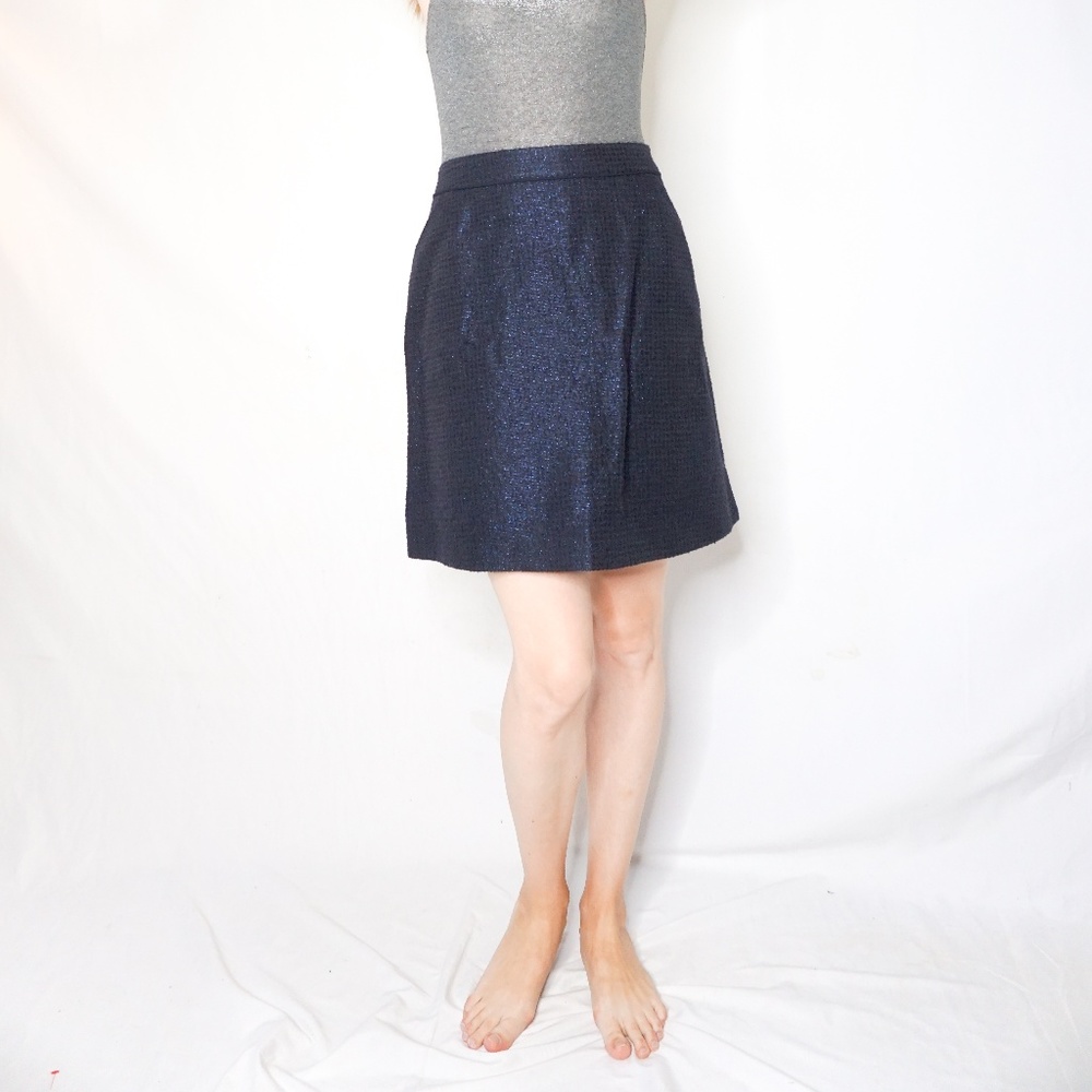 CHANEL Uniform Textured Blue Metallic Mini Skirt - Picture 5 of 7